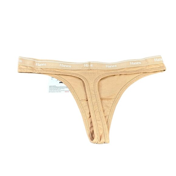 Hanes Originals Women's Size Small Panty Thong Beige New With Tags - Picture 2 of 8